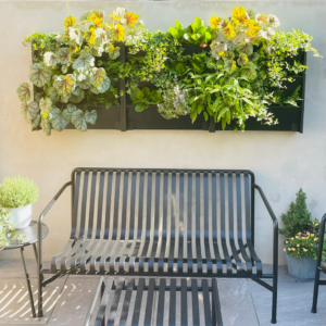 a living wall with seating